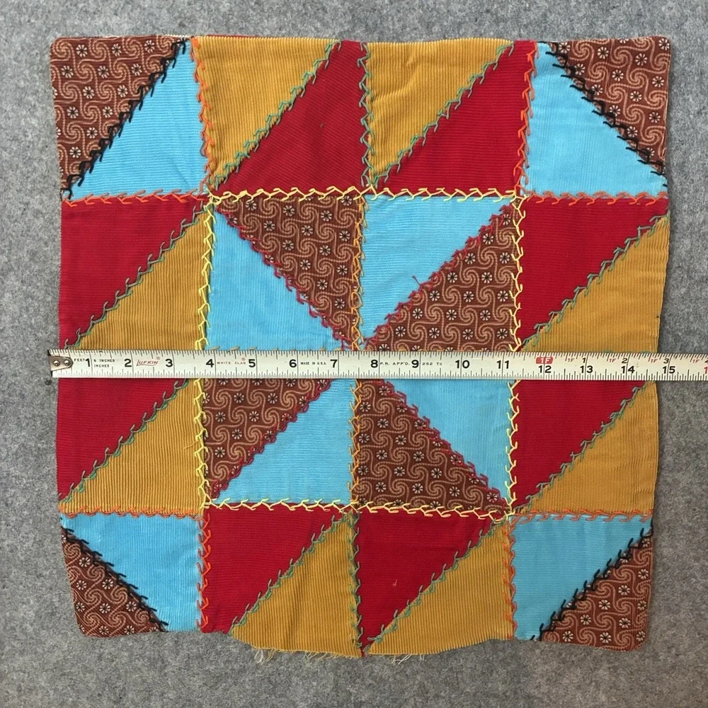Vintage Crazy Quilt Patchwork Pillow Sham Cover Throw Set Cottagecore Top Boho